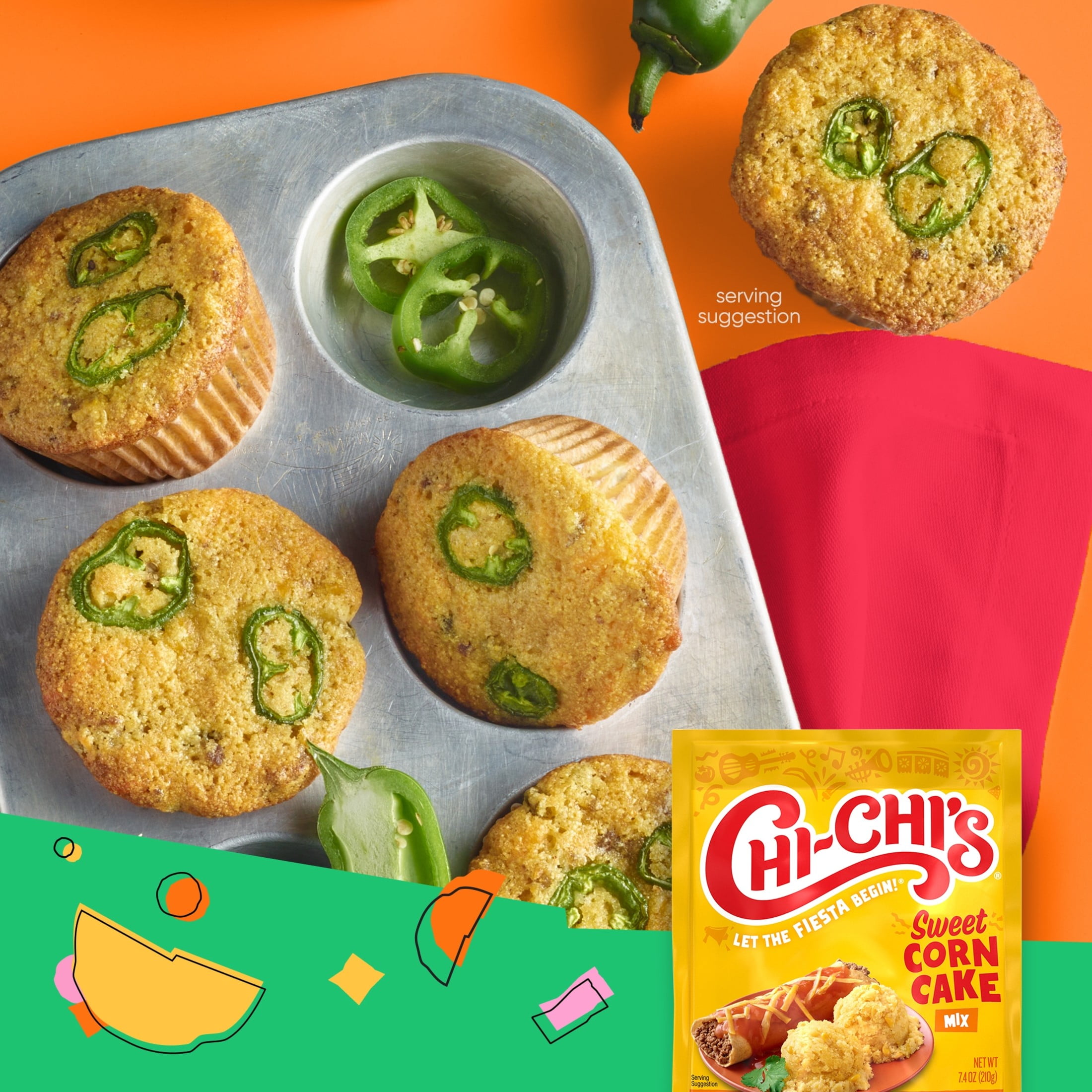 CHI-CHIS Sweet Corn Cake Mix, 7.4 oz, 12-Pack for Breakroom