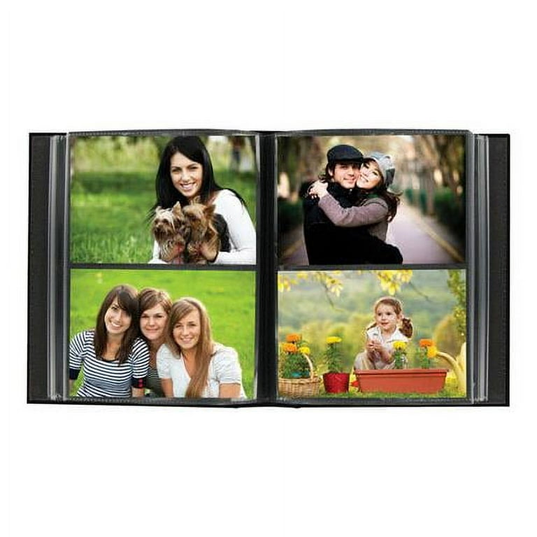 Pioneer Photo Albums Fabric Frame 200 Pockets 4x6 Photo Album, Deep Black 