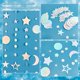 thumbnail image 3 of 4 guirnaldas de papel con purpurina, círculos, estrellas y lunas, serpentinas colgantes, fondo de papel iridiscente., 3 of 7