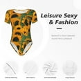 thumbnail image 6 of Gaeub Sunflowers 7 Women'S Short Sleeve One Piece Swimsuit Sexy High-Waisted Bodysuit For Swimming, Beach, Sports - Xx-Large, 6 of 9