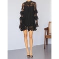 thumbnail image 3 of Argulvti Robe en Dentelle pour Femme, Robe Transparente à Manches Longues à Col Ras du Cou, Robe de Cocktail, Robe Courte d'Automne, 3 of 7
