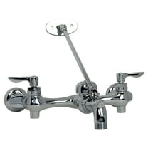 American Standard Exposed Yoke Wall Mount 2-Handle Utility Faucet with Top Brace and Metal Lever in Polished Chrome