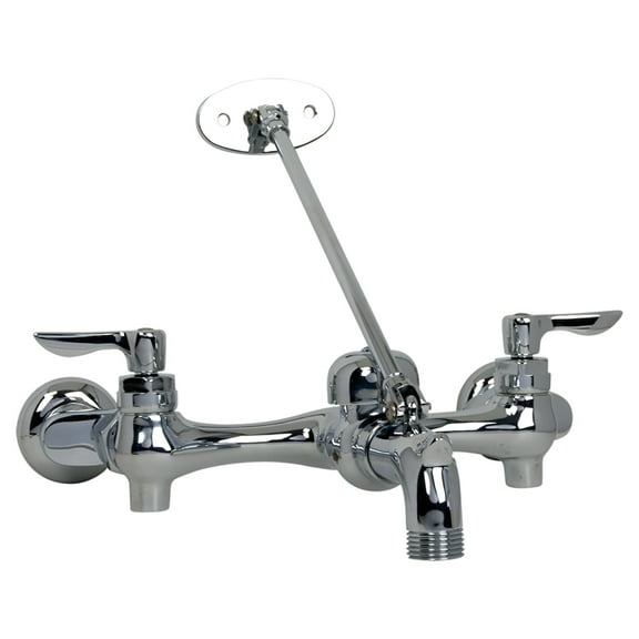 American Standard Exposed Yoke Wall Mount 2-Handle Utility Faucet with Top Brace and Metal Lever in Polished Chrome