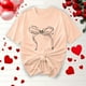 thumbnail image 2 of Primavera Top Mujeres Moda Casual Nueva Cinta de Arco Impresa Cuello Redondo Camiseta de Manga Corta, Camiseta de Cuello Tripulado, 2 of 8