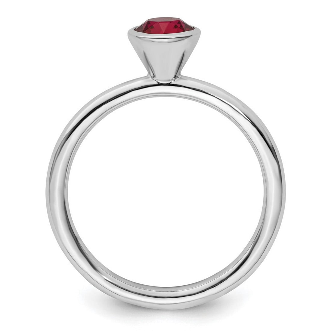 925 Sterling Silver Bezel Polished Stackable High 5mm July Crystal Ring Size 5 Stackable Ring for Women