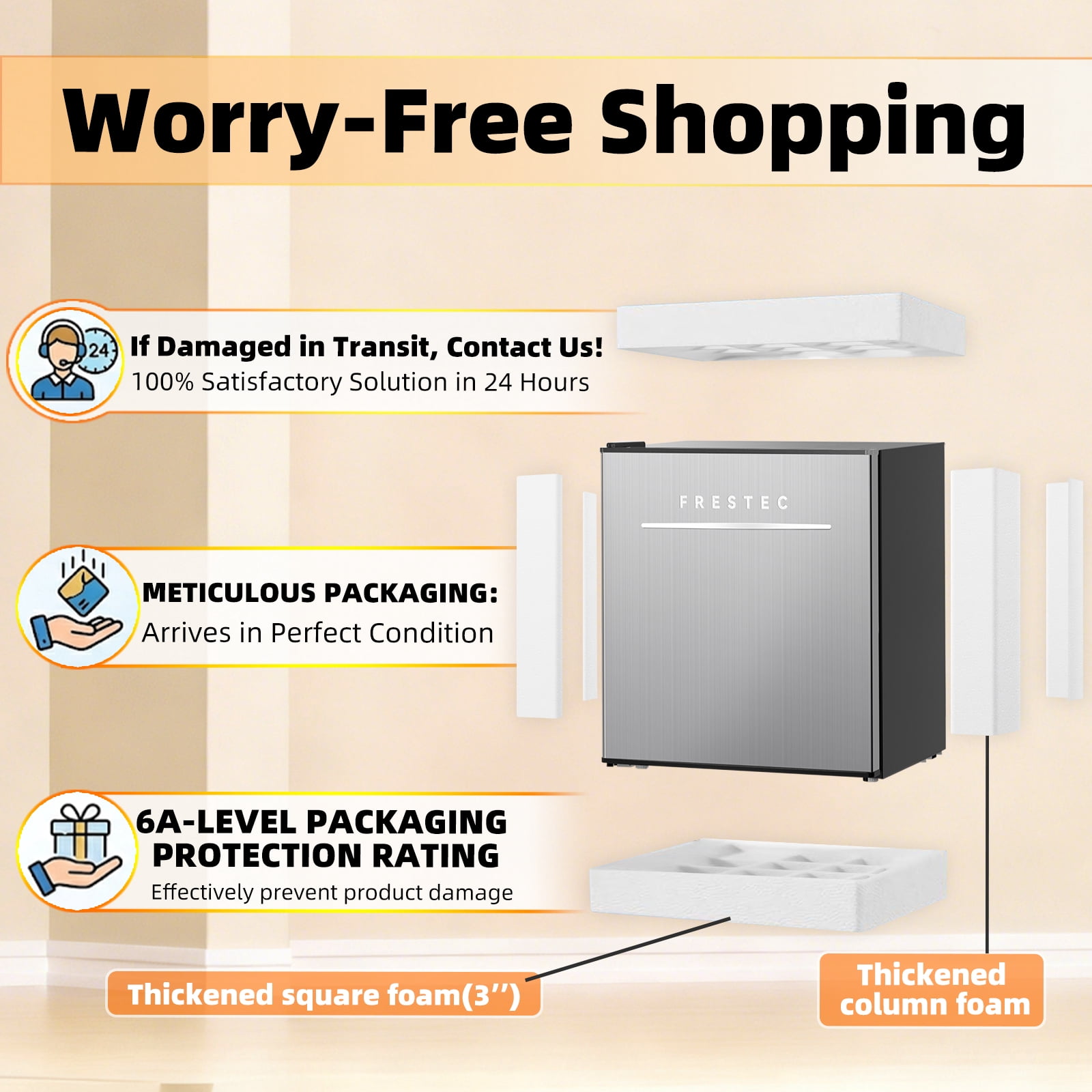 Frestec 1.7 Cu. Ft. Mini Fridge, Compact Refrigerator with Freezer, Adjustable Temperature Control, Energy-Efficient, Perfect for Dorm, Office, Home Bar,Grey