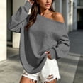 thumbnail image 5 of ZGRBOU Womens Off Shoulder Sweatshirts Oversized Long Sleeve Pullover Fall Asymmetric Neck Drop Shoulder Tops, 5 of 7