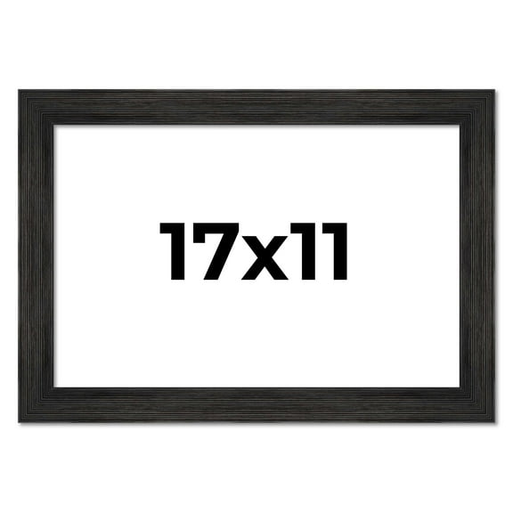 17x11 Distressed/Aged Black Complete Wood Picture Frame with UV Acrylic, Foam Board Backing, & Hardware