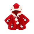 thumbnail image 2 of QISIWOLE Toddler Girls Solid Color Cactus Plush Cute Rabbit Ears Winter Hoodie Thick Coat Cloak,rollbacks, 2 of 3