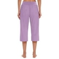 thumbnail image 4 of Lixiuxyad Summer Beach Pants Women's Casual Pants For Everyday Comfort Versatile Home And Sports Wear Classic Solid Color 3/4 Length Trousers Elastic Waist For Easy Fit Purple, 4 of 6