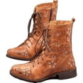 thumbnail image 6 of Women's Vintage Embroidered Ankle Boots - Retro Chunky Heel Booties with Side Zip, 6 of 6