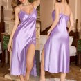 thumbnail image 7 of Womens Satin Nightgown Lingerie Sleepwear Spaghetti Strap V Neck Elegant High Slip Satin Silk Maxi Dress, 7 of 7