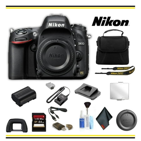 Nikon D610 DSLR Camera 24.3MP Full Frame Starter Bundle (International Model)