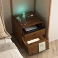 thumbnail image 4 of Nightstand with 2 Drawers,Smart Nightstand Bedside Tables with Night Light,Modern End Table for Bedroom,Living Room,Brown, 4 of 8