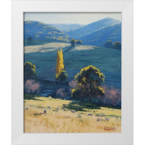 Gercken, Graham 12x14 White Modern Wood Framed Museum Art Print Titled - Tarama Sheep Farm Australia