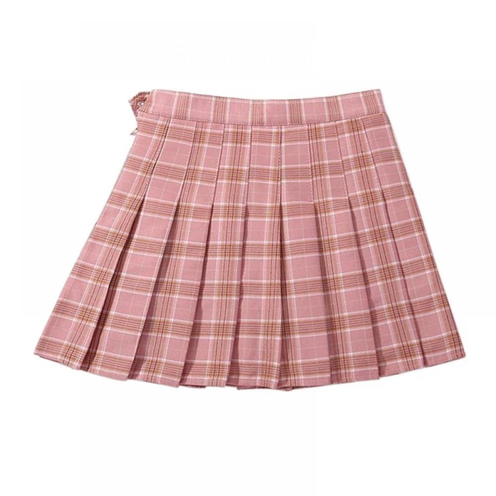 Uccdo Girls Plaid Pleated Skirt with Shorts School Girls Uniform Mini