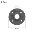 thumbnail image 2 of Uxcell 2 Pack Industrial Pipe Floor Flange, Iron Pipe Fittings, 3/4 Inch Threaded Flange Black, 2 of 6