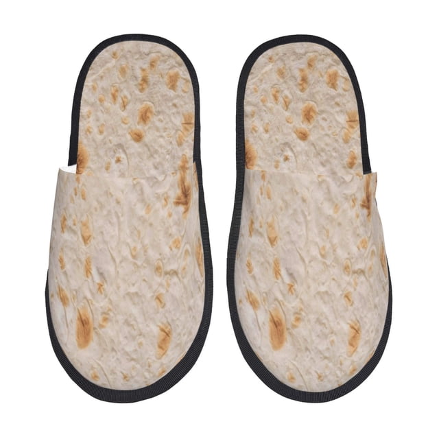 Fotbe Tortilla Pantuflas Peludas para Mujer con Estampado, Zapatillas de Peluche, Zapatos de Invierno para Casa, Uso Interior y Exterior-Large