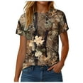thumbnail image 7 of larppty Women Camo Shirt Top Y2K Maple Leaf Graphic Tee Short Sleeve Loose Fit Round Neck T Shirt Streetwear (Coffee, M), 7 of 7