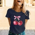 thumbnail image 2 of Womens Tops Casual T Shirts Cherry Graphic Summer Short Sleeve Slim Fit Workout Clothes, 2 of 4