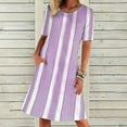 thumbnail image 2 of EQWLJWE Robes d'Été pour Femmes 2023 Robe à Col Rond pour Femme Mode Décontractée Tempérament Chandail à Manches Courtes Imprimé Décontractée Ample avec Poches, 2 of 8