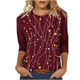 thumbnail image 2 of PNTUTB Women's 3/4Sleeve Shirts Casual Summer Tops Trendy Blouses Cute Printed T-Shirts Outfits Clothes, 2 of 6