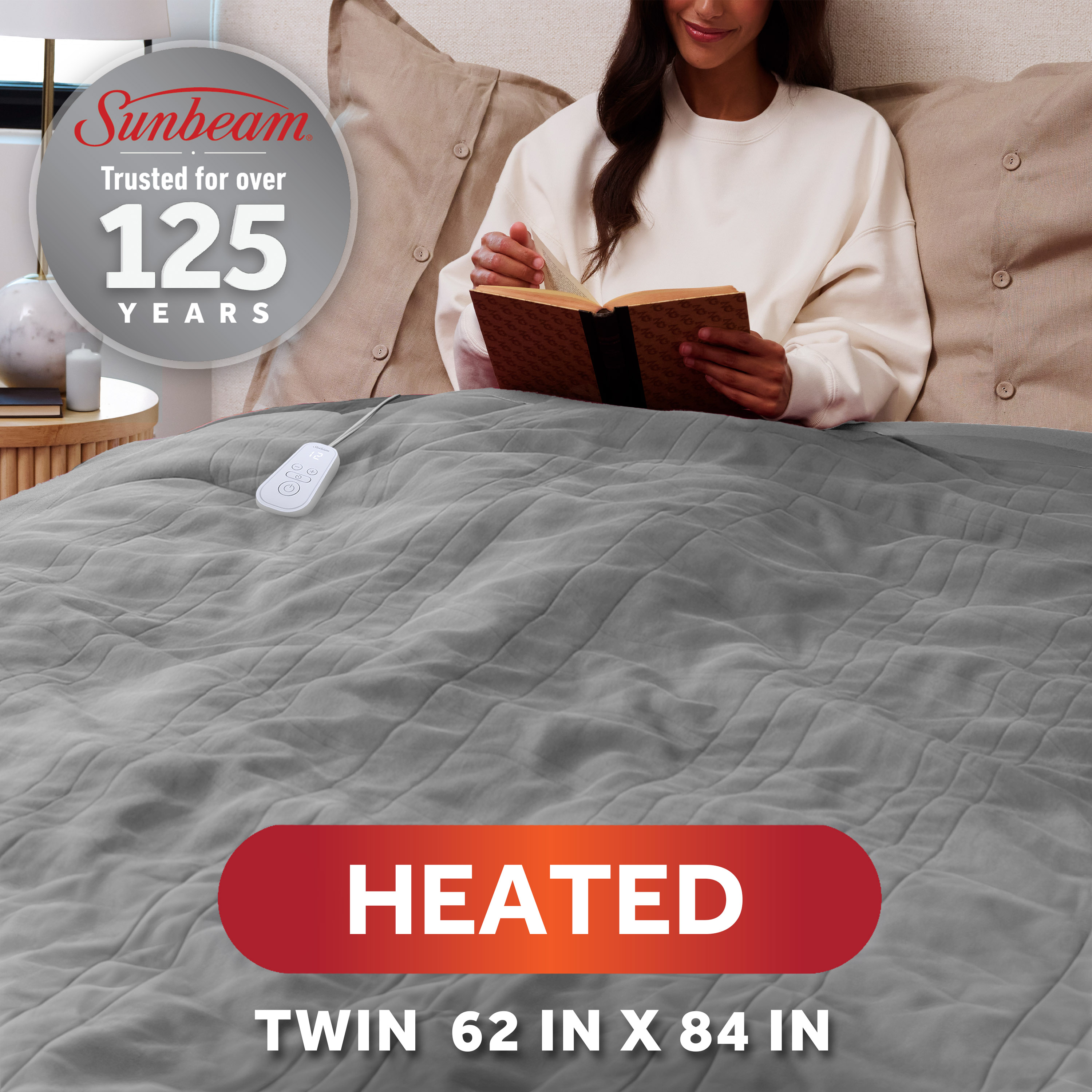 Sunbeam Heated Electric Brushed Fleece Bed Blanket, Twin photo 2