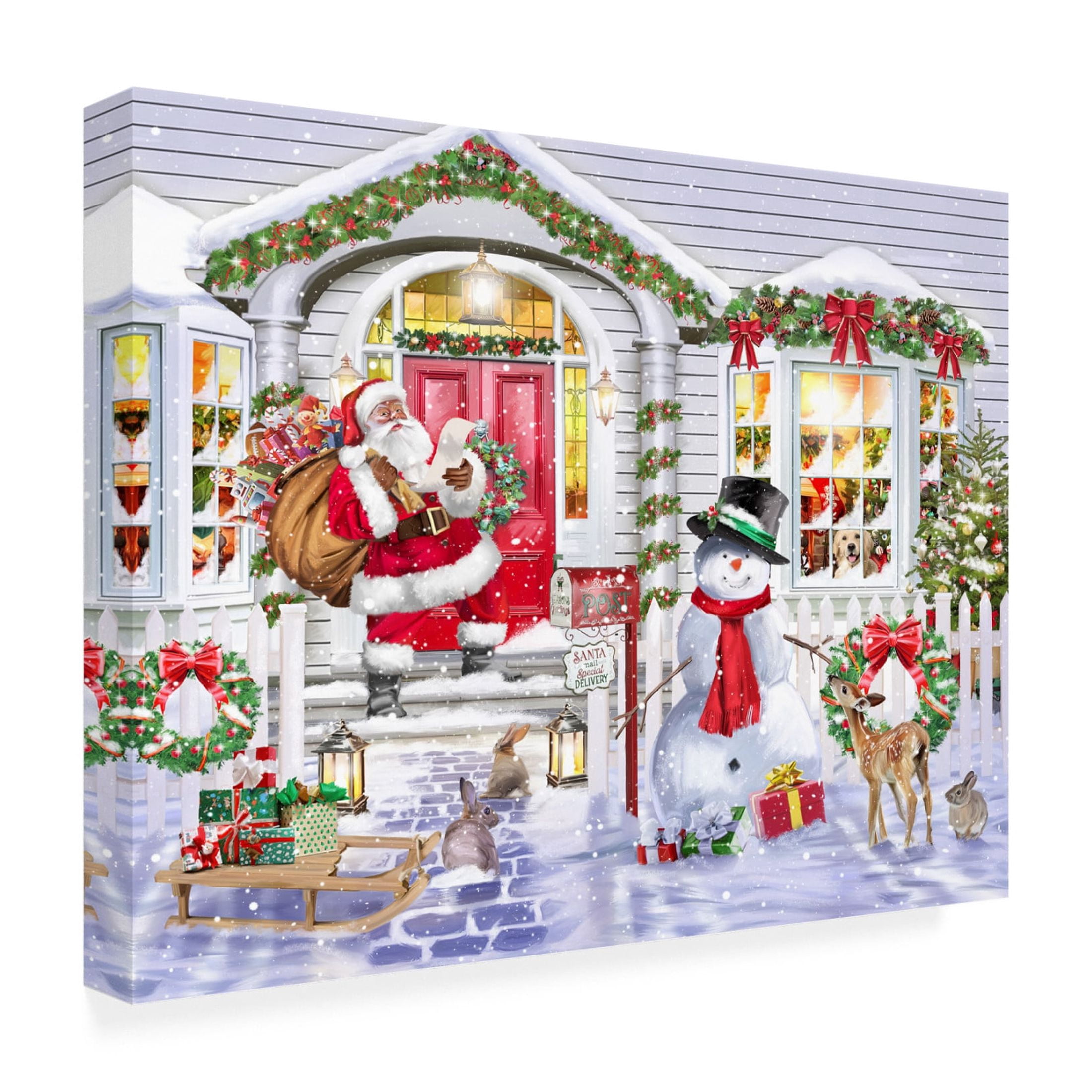 Canvas Wall Art - ALI INNIS 'Santa on the Steps' Wall Art for Living Room, Bedroom, or Office Décor by Trademark Fine Art - 19 x 14 Inches
