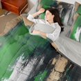 thumbnail image 5 of Manfei Abstract Brushstroke Queen Bedding, Green Black Gold Ombre Bedding Comforter Set Queen, Gray Reversible 7 Pieces, 5 of 6