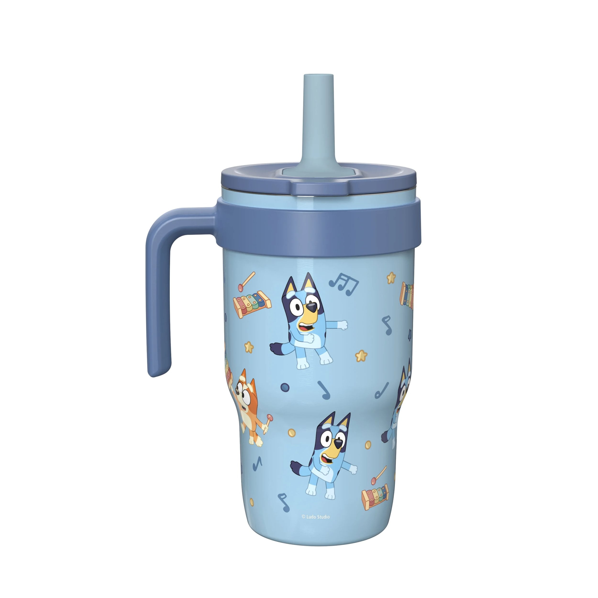 Zak Designs Bluey 10oz Mini Cruiser Tumbler, Soft Straw Stainless