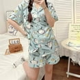 thumbnail image 6 of Sanrio Hello Kitty Woman Summer Pajamas Kuromi My Melody Cinnamoroll Lady Short Sleeve Suit Cute Cartoon Home Clothes Nightdress, 6 of 10