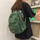 thumbnail image 3 of Qarigey Mochila de lona organizadora de gran capacidad con cierre de cremallera, mochila escolar, bolso de mano para estudiantes, bolso de Mochilas Verde, 3 of 6