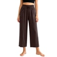 thumbnail image 6 of Posijego Women's Pajama Capri Pants High Waisted Elastic Wide Leg Capris Pants Pjs Bottoms Lounge Pants with Pockets, 6 of 9