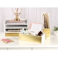 thumbnail image 5 of Kate and Laurel Industrious Desktop Wood Letter Tray with 3 Trays and Drawer, White and Gold, 5 of 6