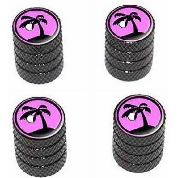 Palm Tree and Moon Sunset Sunrise Tire Rim Wheel Aluminum Valve Stem Caps, Multiple Colors