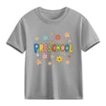 thumbnail image 2 of Girls Preschool Shirt Gray First Day of School Kids Kids Graphic Tee Back to School Top 100% Cotton,Size 9 T, 2 of 9