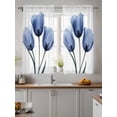 thumbnail image 2 of Blue Tulip Flower Tier Curtains 45 Inch Length,Sheer Curtains for Bedroom Living Room Window Vintage Spring Plant Floral Botanical Small Half Window Kitchen Curtains & Drapes 27.5"x45" 2 Panels, 2 of 6
