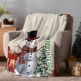 thumbnail image 2 of Christmas Tree Snowman Flannel Blanket for Bed,Travel and Camping, Winter Snowflakes Red Flowers Linen Super Soft Cozy Blanket for All Seasons 30"x40", 2 of 9