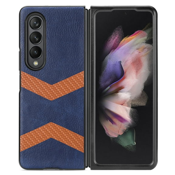 Allytech for Samsung Galaxy Z Fold 4 Ultra-Thin Folding Case, PU Leather Case with Wireless Charging Heavy Duty Full Body Protective Case for Samsung Z Fold 4 7.6" 5G 2022 Ladies Women Men, Blue