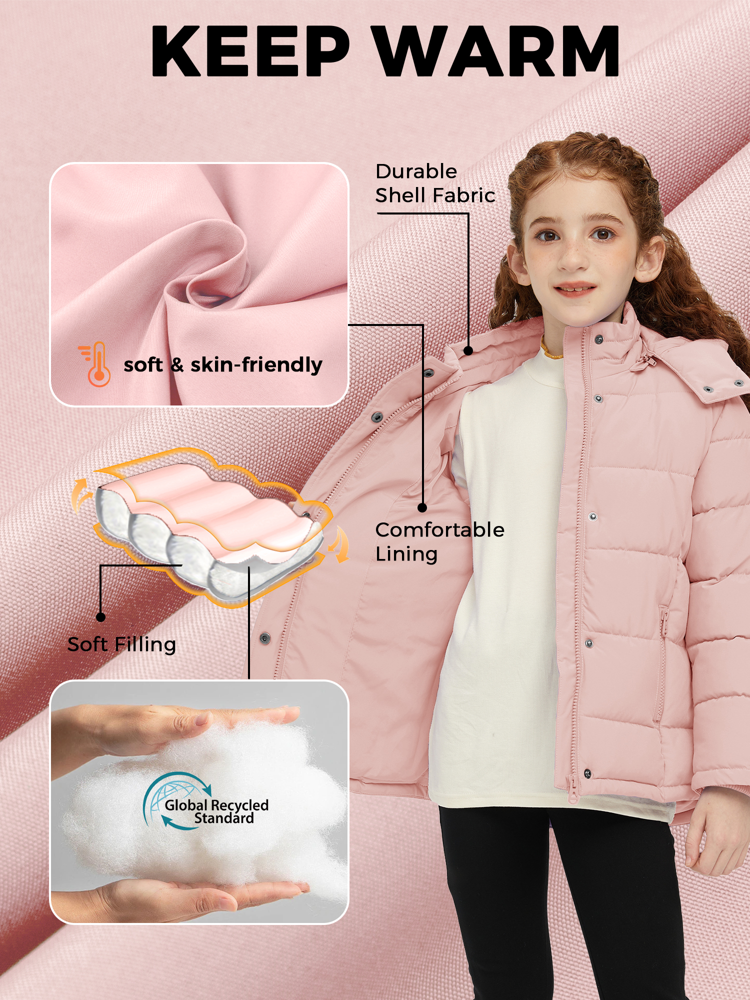 Wantdo Girl's Recycled Waterproof Winter Puffer Coat photo 7