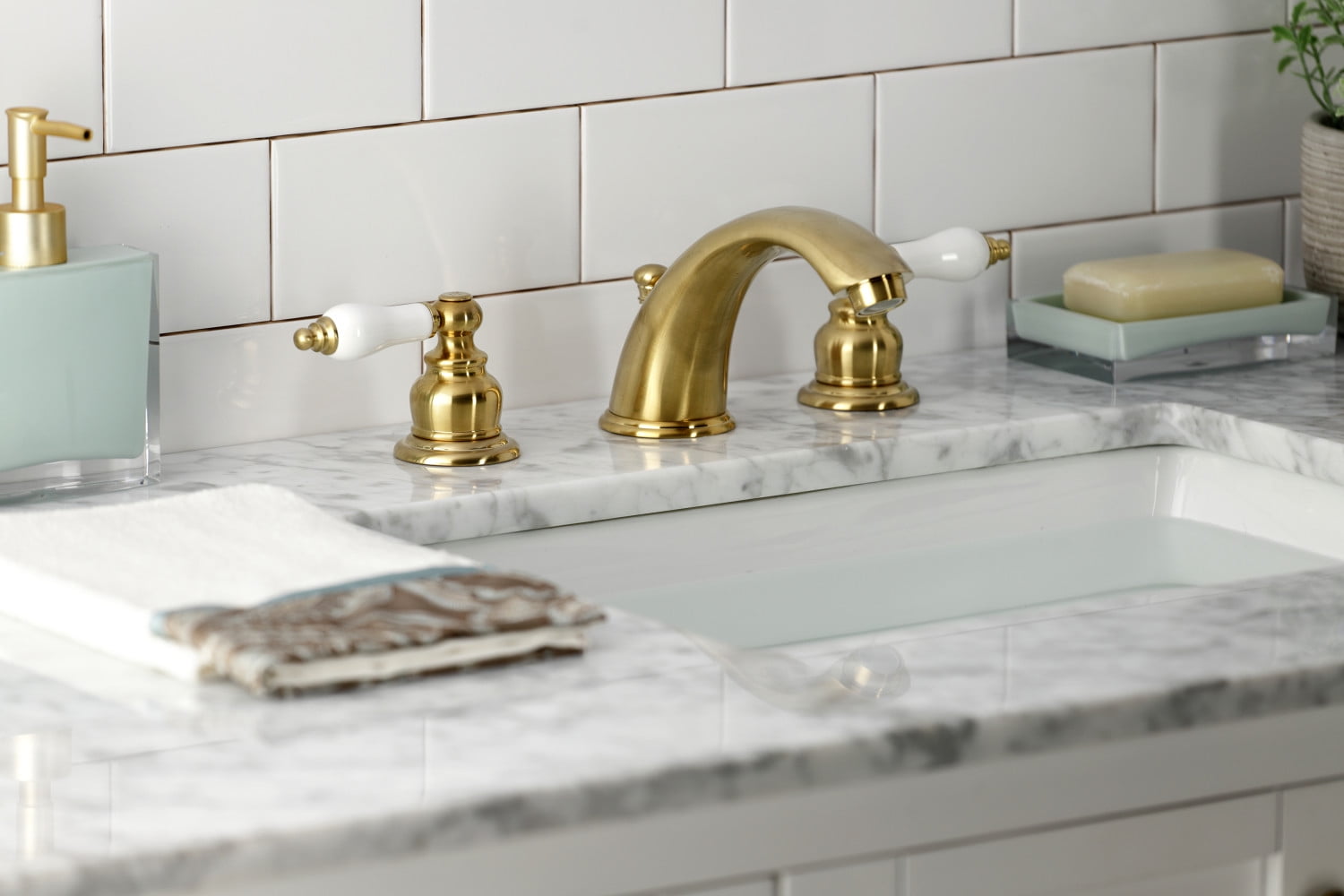 Kingston Brass KB977B Widespread Bathroom Faucet, Brushed Nickel/Polished Chrome