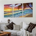 thumbnail image 2 of Nawypu Beach Canvas Wall Art Seascape Theme Pictures Home Decor Blue Ocean White Wave Palm Tree Prints Paintings for Living Room Bathroom Bedroom Kitchen Office Decoration 12''x16''X3 Panels, 2 of 4