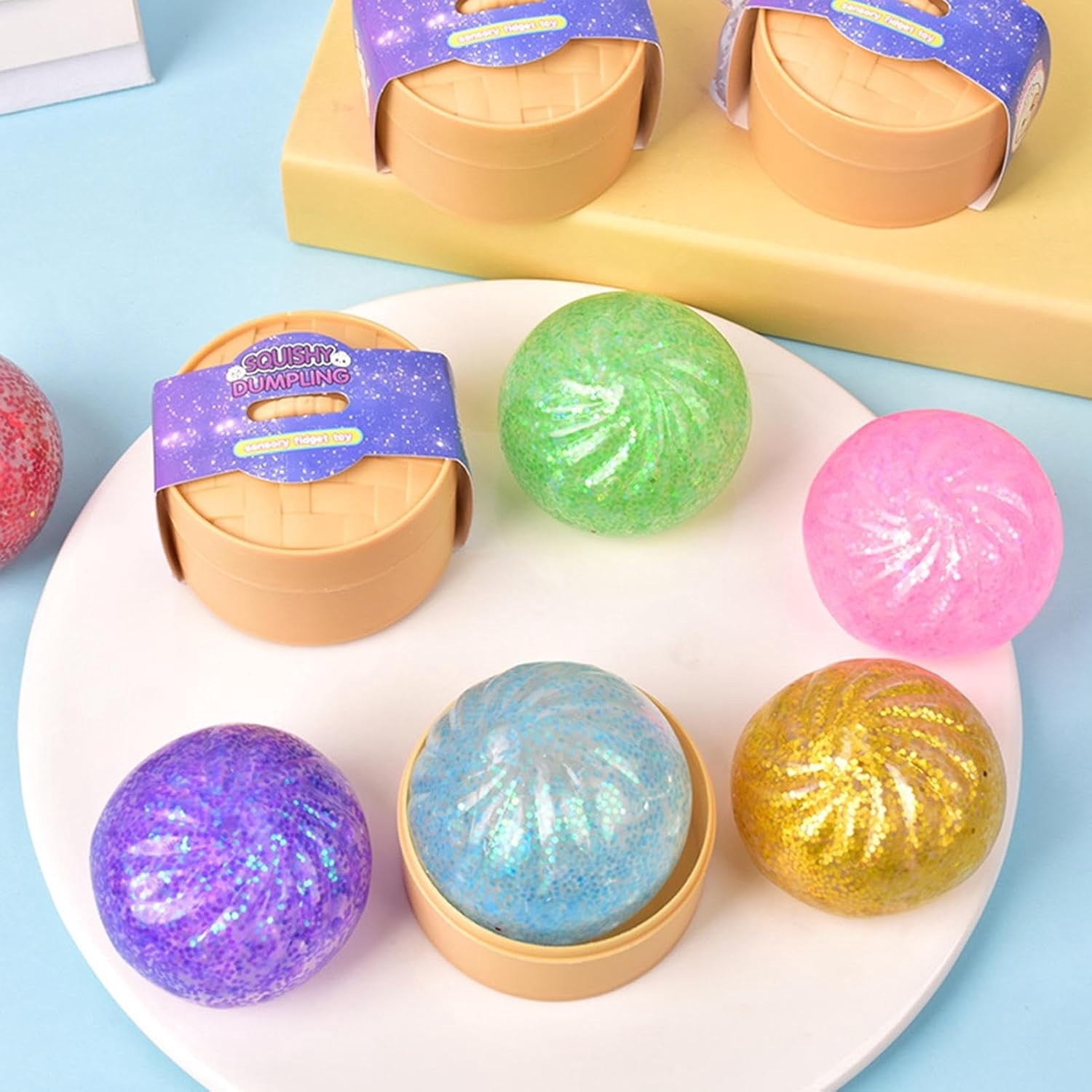 12PCS Dumpling Squishy Dumpling Squishy Bao Bun, Colorful Dumplings Soft Dumplings Squeeze, Easter Gift Party Favor for Easter Basket Stuffers