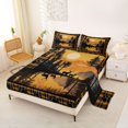 thumbnail image 2 of Manfei Sunset Lake Reflection Bed Sheets,Vintage Deer Full Size Sheets,Orange,4-Piece,1 Flat Sheet, 1 Fitted Sheet and 2 Pillowcases, 2 of 6