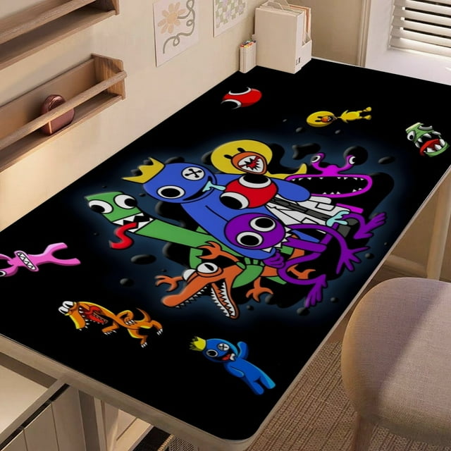 RAINBOW FRIENDS-1 alfombrilla de escritorio/mesa extra-grande con base antideslizante de cuero y diseño temático; versátil para escritorios de ordenador, mesas de comedor, etc.60*110cm