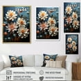 thumbnail image 4 of Designart "Moonlit Blooms Of White And Blue Zinnias II" Zinnias Floater Framed Canvas Art Print, 4 of 5