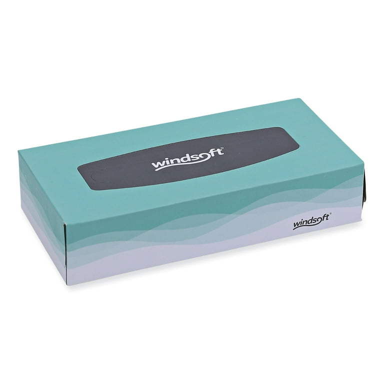 Windsoft Facial Tissue, 2 Ply, White, Flat Pop-Up Box, 100 Sheets
