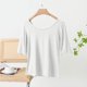 thumbnail image 4 of Mujeres de Verano Tops Suelto Ajuste Color Sólido 1/2 Manga Cuello Redondo Top Casual, Blusa de Poliéster de Moda para las Mujeres, Lavado de Manos Primavera Y Verano, 4 of 6