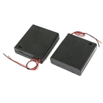 6V Power Supply 4 x AA Battery Holder Enclosed Box Switch Wire Black 2Pcs