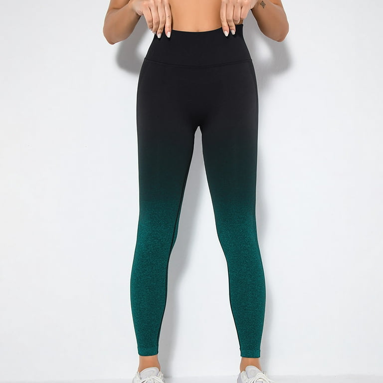 VSSSJ Women's Gradient Color Yoga Full Length Pants Slim Fit High Waist Hip  Lifting Stretchy Leggings Casual Breathable Fitness Long Pants Green L